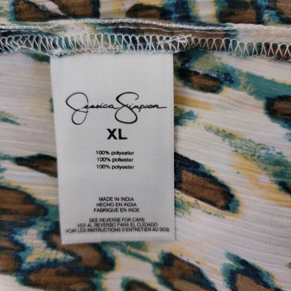 Jessica Simpson Tunic Top Sz XL Long sleeve Layla Cheetah Ferns Print NWT - Picture 4 of 15